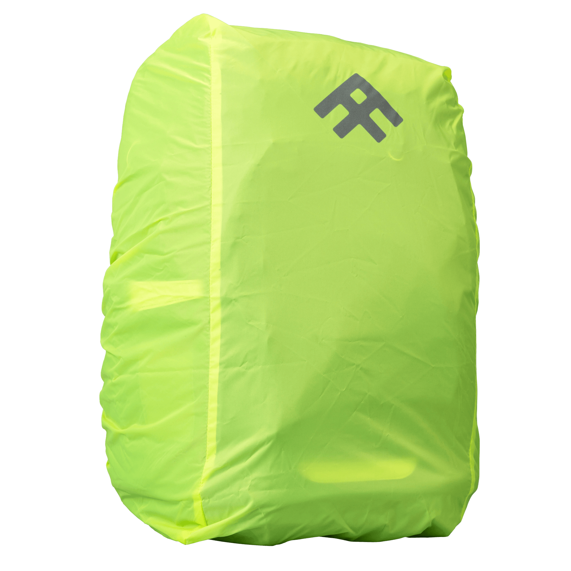 A neon rain cover fitted over the Savvy School bag for high-visibility weather protection.