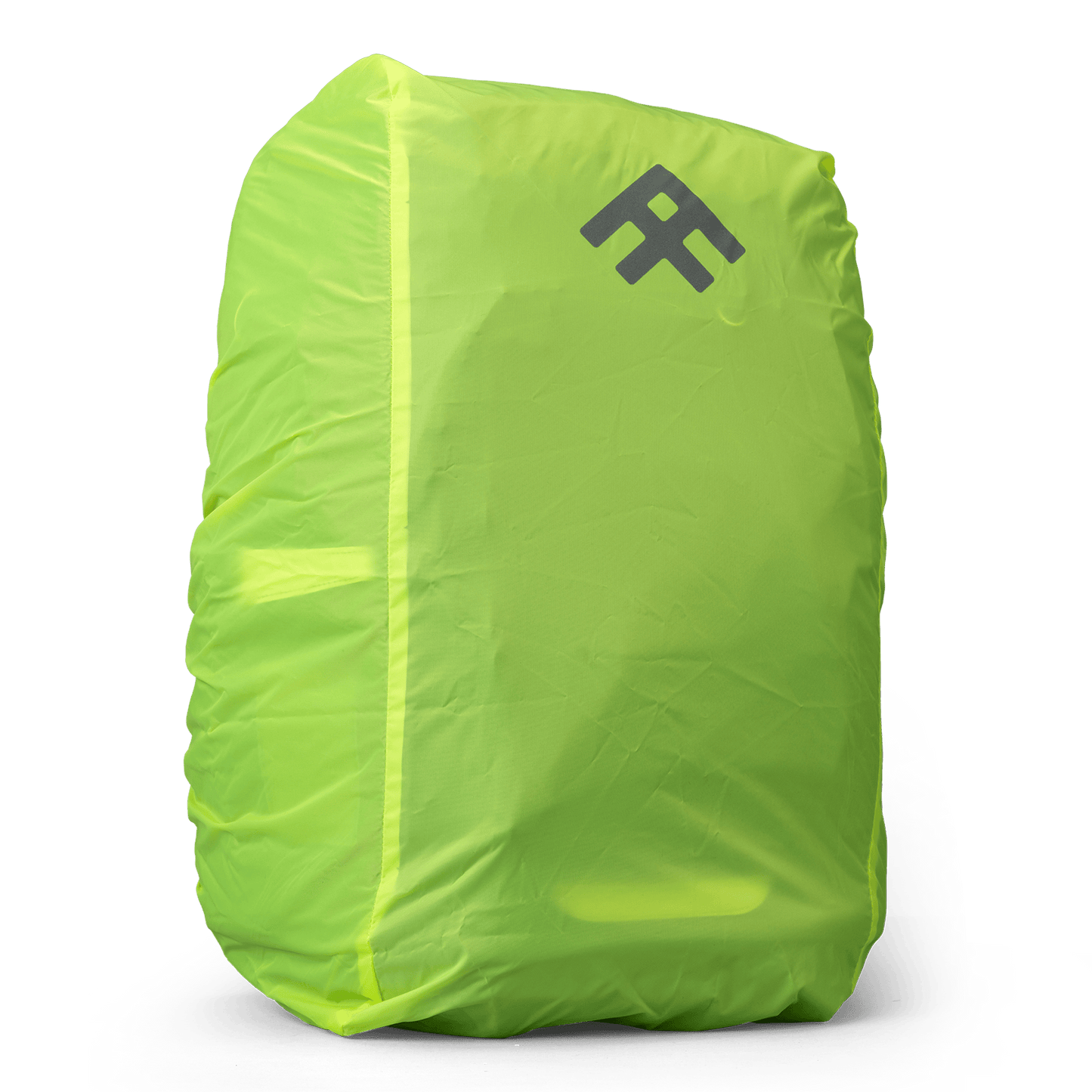 A fluorescent yellow school bag rain cover with the Totem logo for visibility and weather protection.