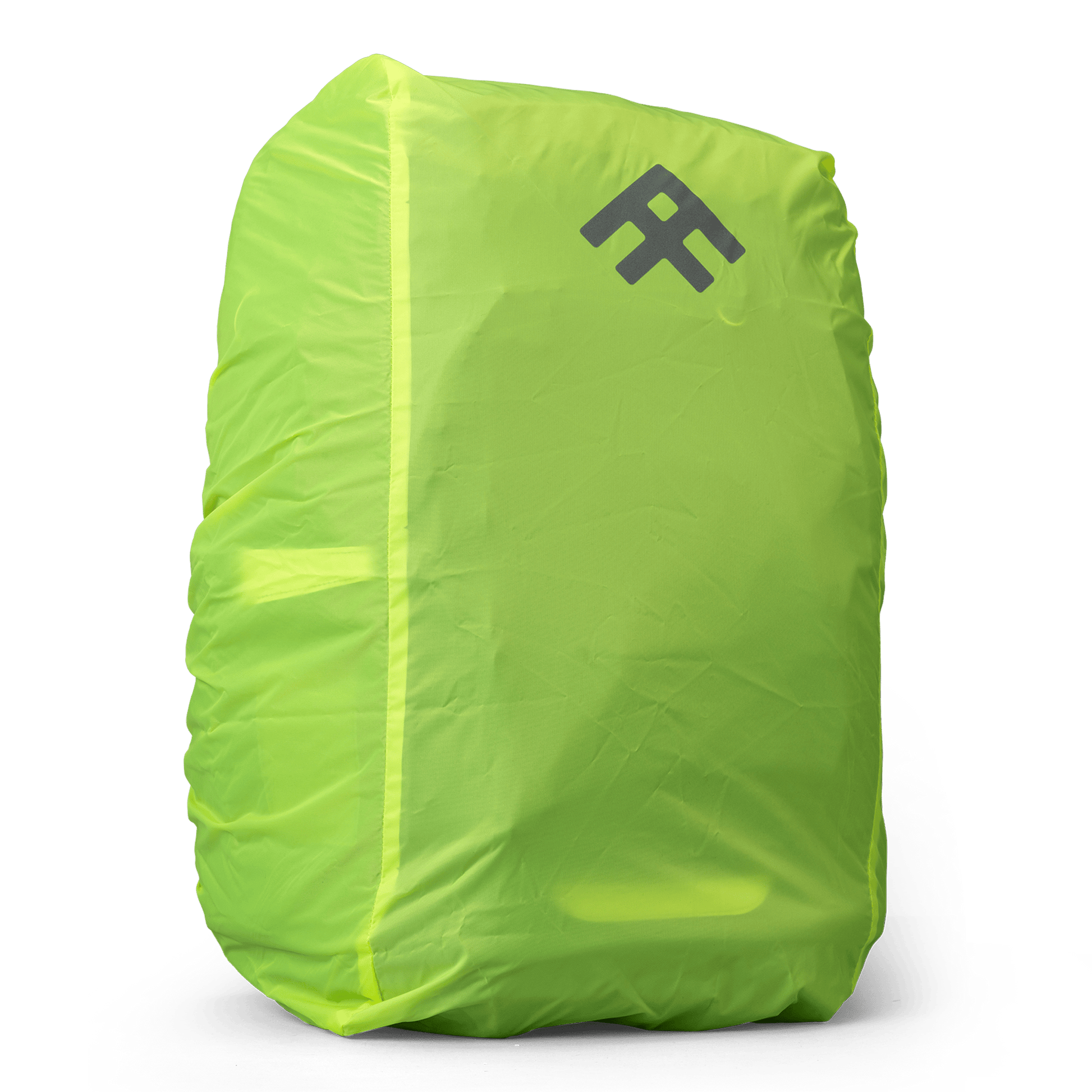 A fluorescent yellow school bag rain cover with the Totem logo for visibility and weather protection.