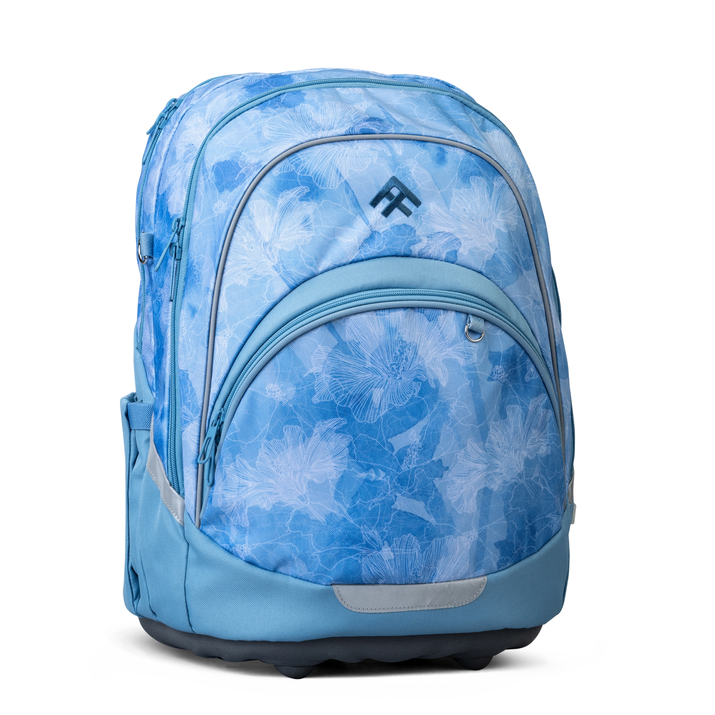 Totem's "Style Flow" which is a bright blue patterned backpack with a dark blue Totem logo | 2