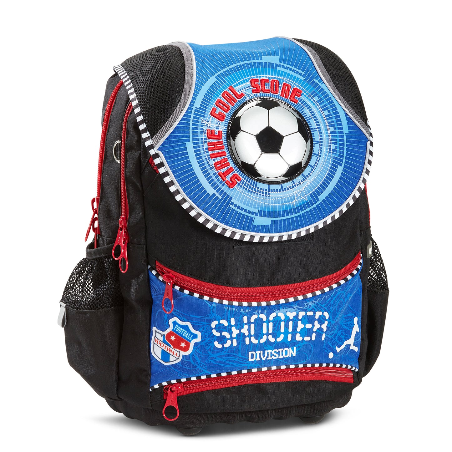 Totem's Deluxe Kickers schoolbag, which is a backpack with soccer prints and decorations